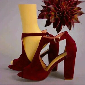Wine in color Olivia block heels